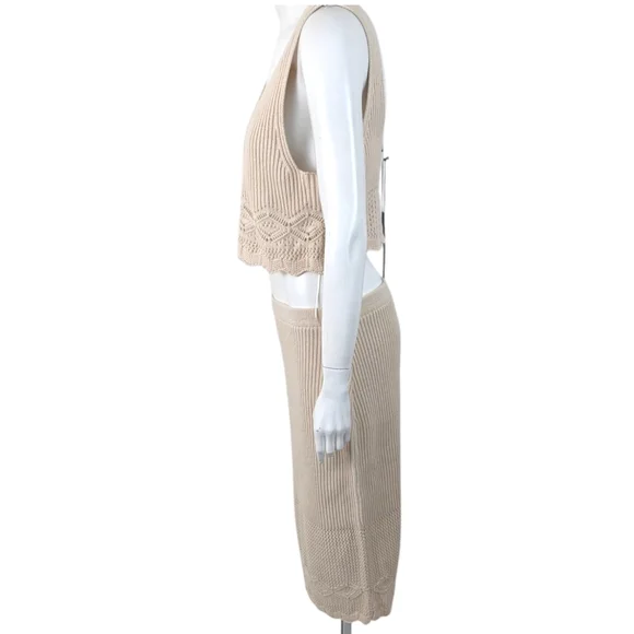 House of Harlow 1960 Sweater Set Crop Top Pencil Skirt NEW Womens Large Ivory - Picture 3 of 16
